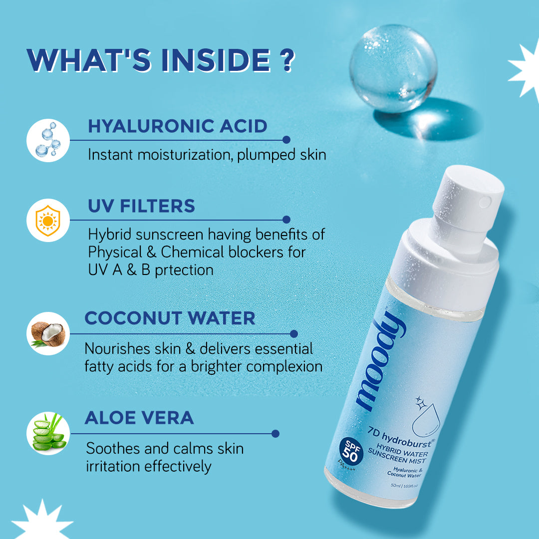 7D Hydroburst Hybrid Water Sunscreen Mist with Hyaluronic and Coconut Water