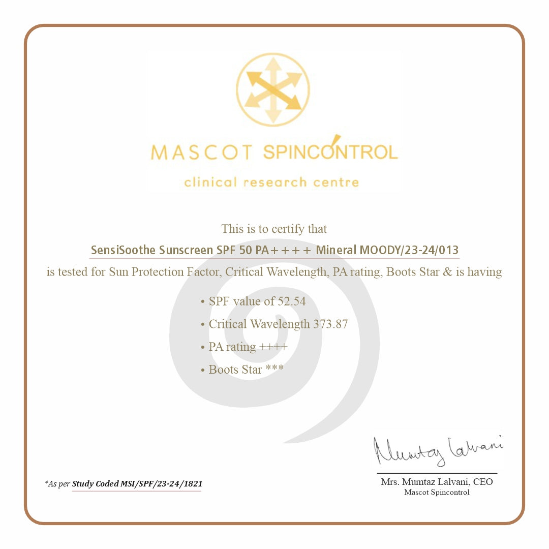 DermaSoothe Sunscreen SPF 50 PA++++ Mineral with Ceramides & Rice